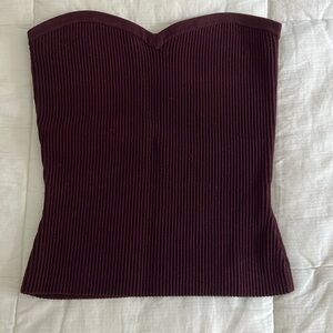 Aritzia Babaton Sculpt Knit Sweetheart Tube Top, Colour: Maroon, Size: XS